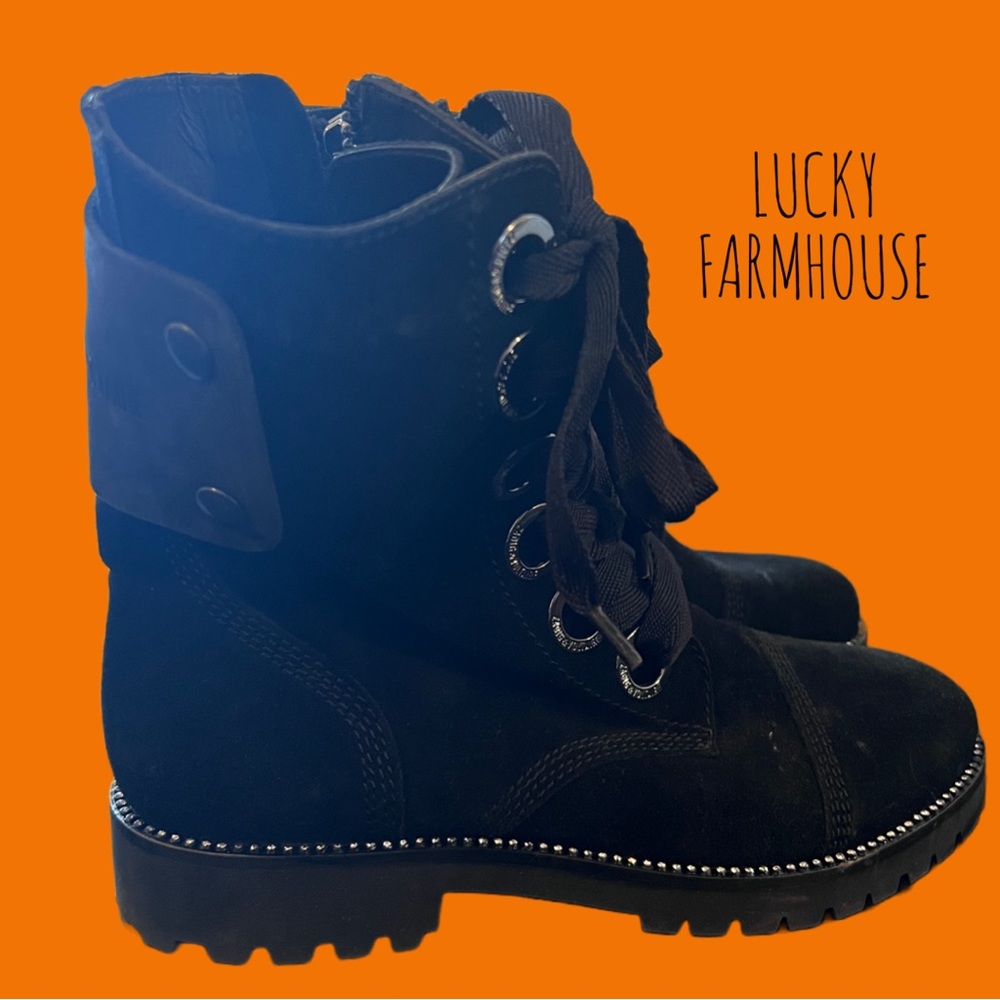 Zadig & Voltaire Joe
suede combat boots with accent crystals.